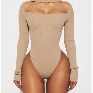 Beige Long Sleeve Bodysuit
